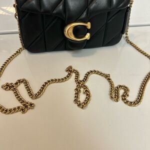 Coach Black Quilted Bag with Gold Chain
